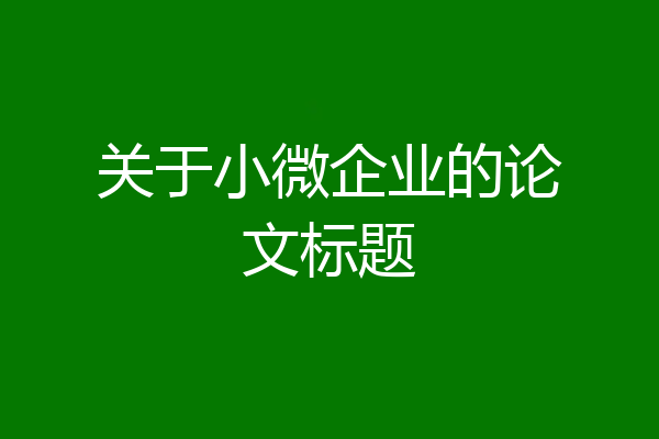 关于小微企业的论文标题