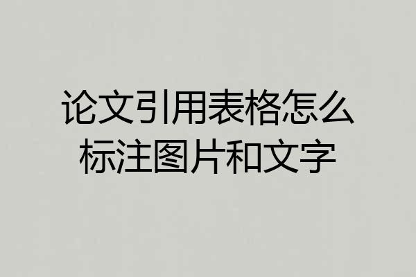 论文引用表格怎么标注图片和文字