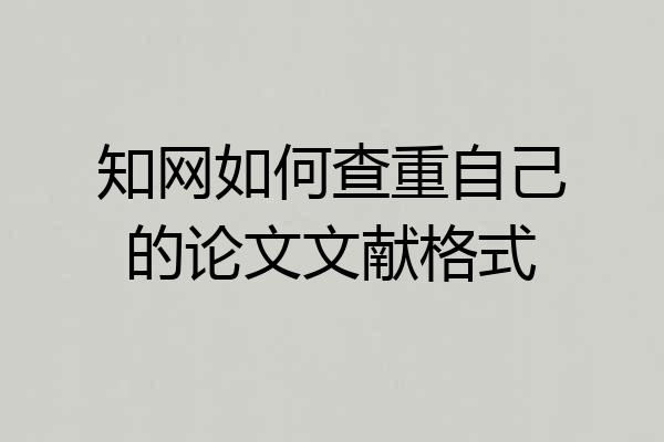 知网如何查重自己的论文文献格式