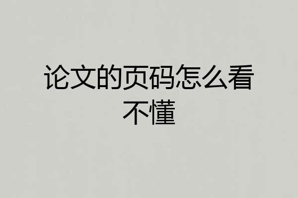论文的页码怎么看不懂