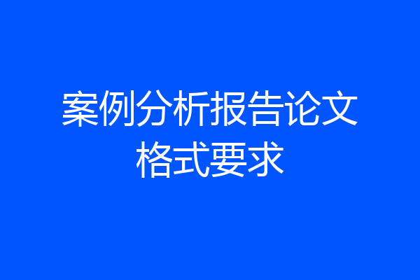 案例分析报告论文格式要求