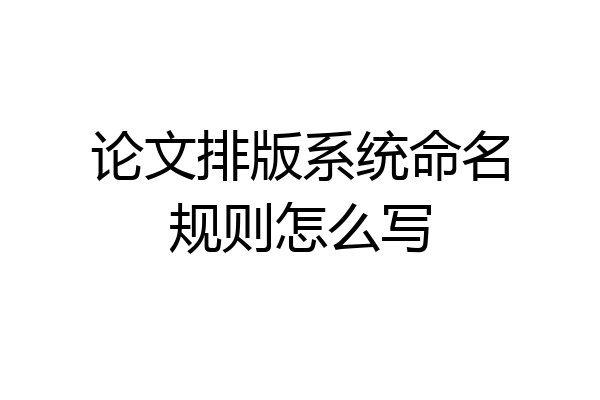 论文排版系统命名规则怎么写