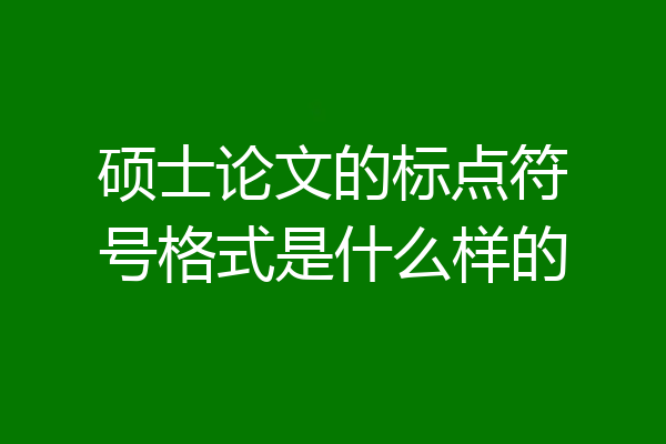 硕士论文的标点符号格式是什么样的