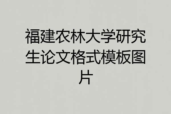 福建农林大学研究生论文格式模板图片