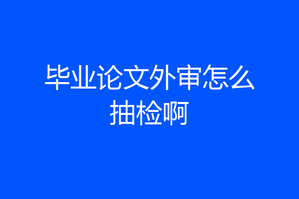 毕业论文外审怎么抽检啊