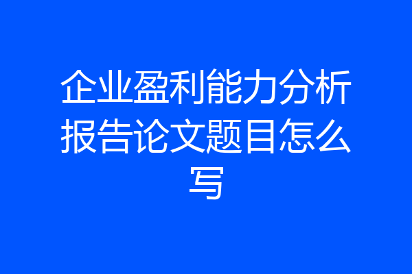 企业盈利能力分析报告论文题目怎么写