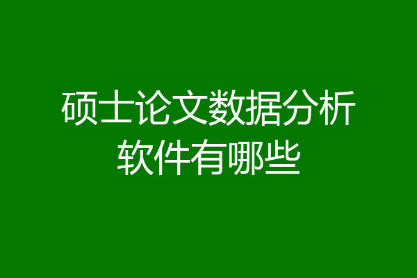 硕士论文数据分析软件有哪些