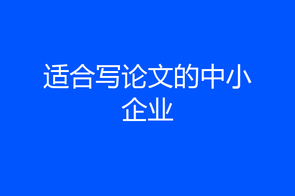 适合写论文的中小企业