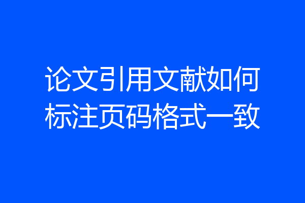 论文引用文献如何标注页码格式一致