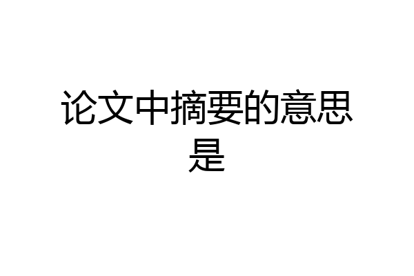 论文中摘要的意思是