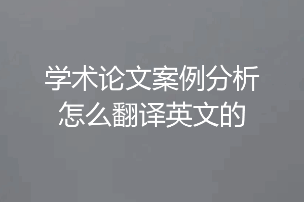 学术论文案例分析怎么翻译英文的