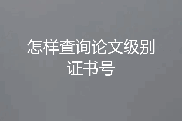 怎样查询论文级别证书号