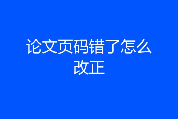 论文页码错了怎么改正