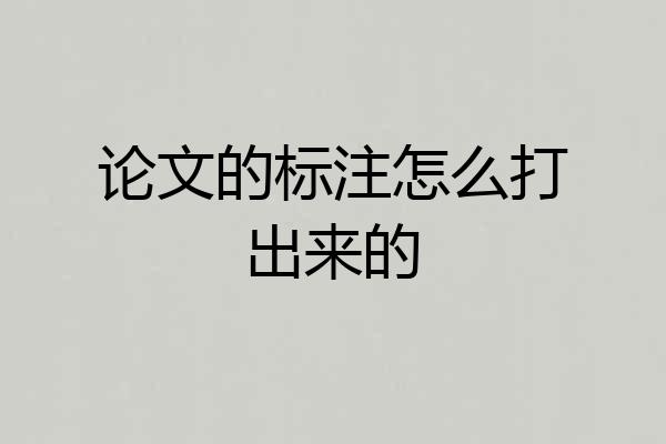 论文的标注怎么打出来的