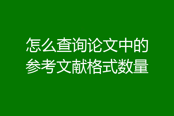 怎么查询论文中的参考文献格式数量