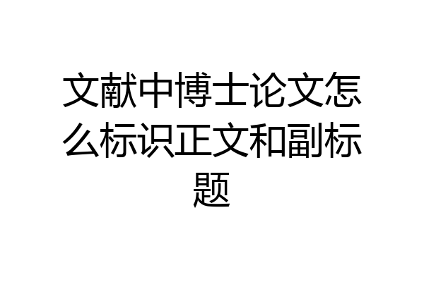 文献中博士论文怎么标识正文和副标题