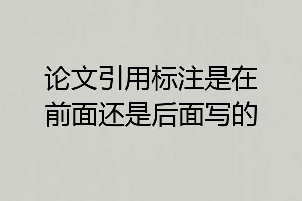 论文引用标注是在前面还是后面写的