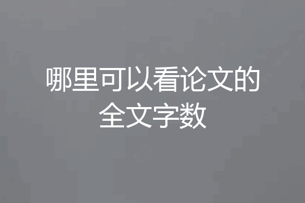 哪里可以看论文的全文字数