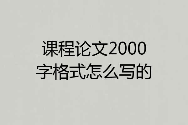 课程论文2000字格式怎么写的