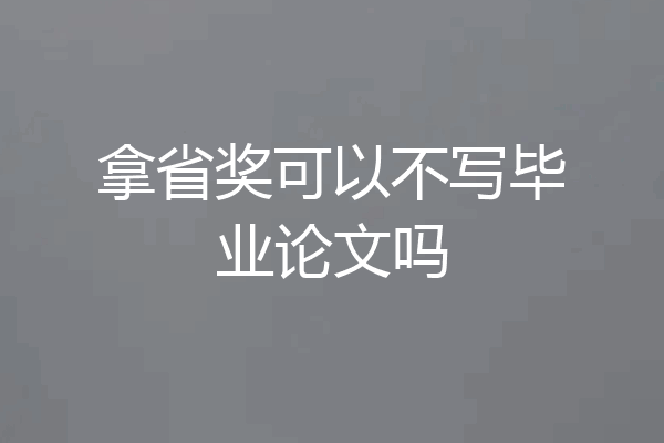 拿省奖可以不写毕业论文吗