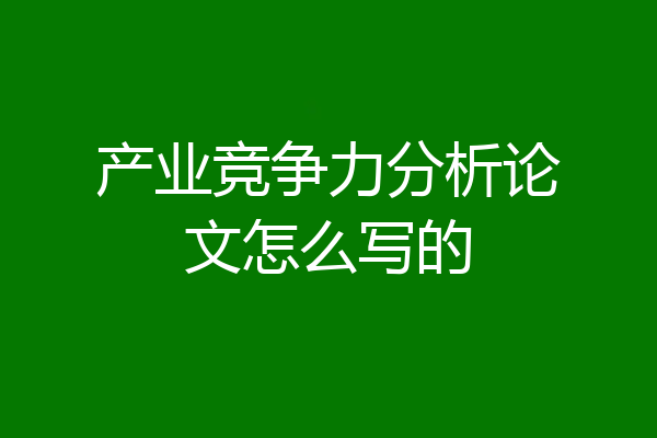 产业竞争力分析论文怎么写的