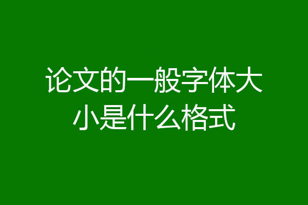 论文的一般字体大小是什么格式