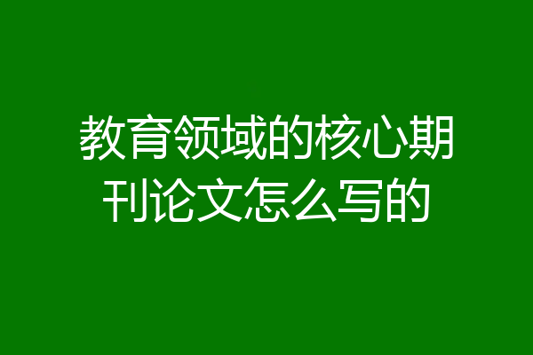 教育领域的核心期刊论文怎么写的