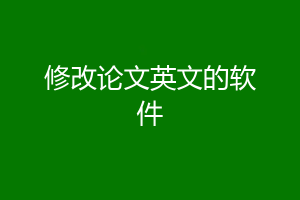 修改论文英文的软件