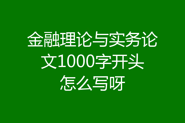 金融理论与实务论文1000字开头怎么写呀