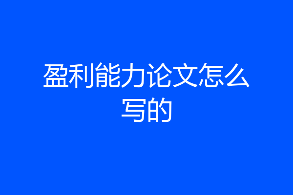 盈利能力论文怎么写的