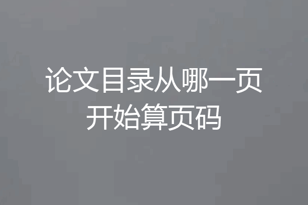 论文目录从哪一页开始算页码