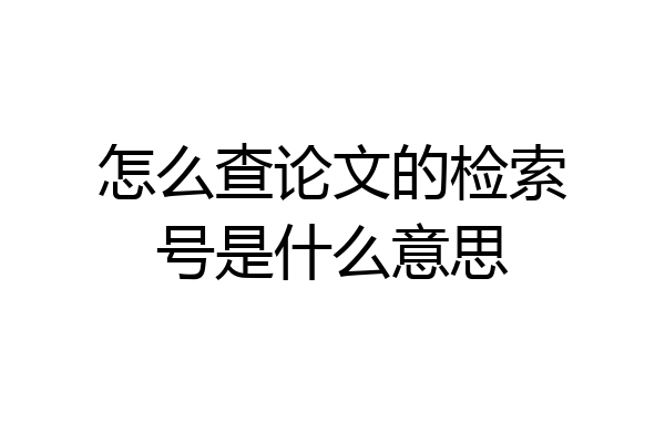 怎么查论文的检索号是什么意思
