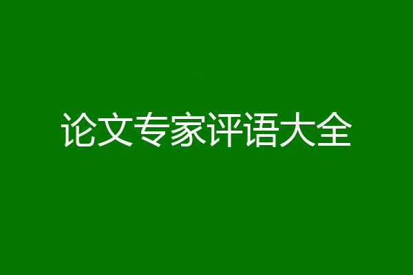 论文专家评语大全