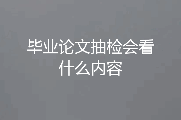 毕业论文抽检会看什么内容