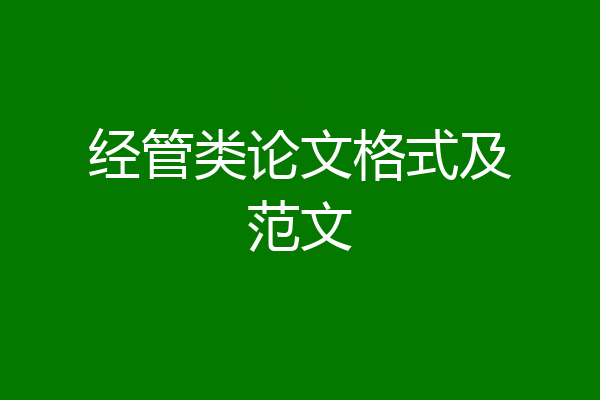 经管类论文格式及范文
