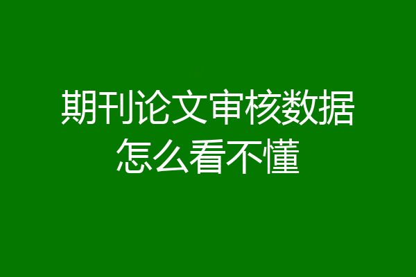 期刊论文审核数据怎么看不懂