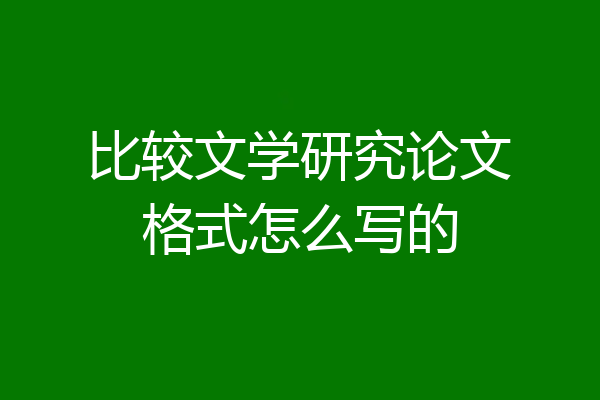 比较文学研究论文格式怎么写的