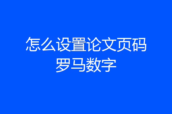 怎么设置论文页码罗马数字