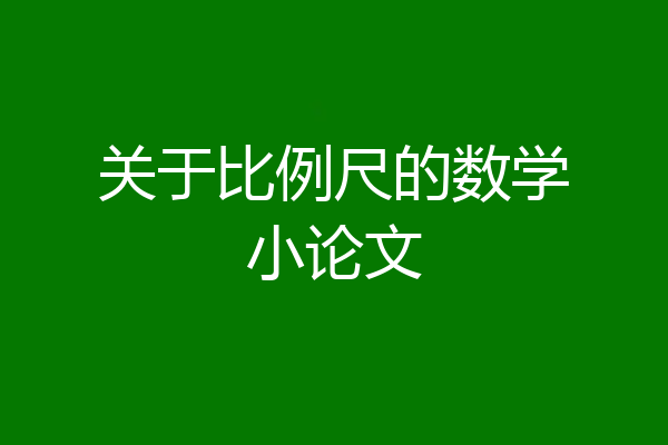 关于比例尺的数学小论文