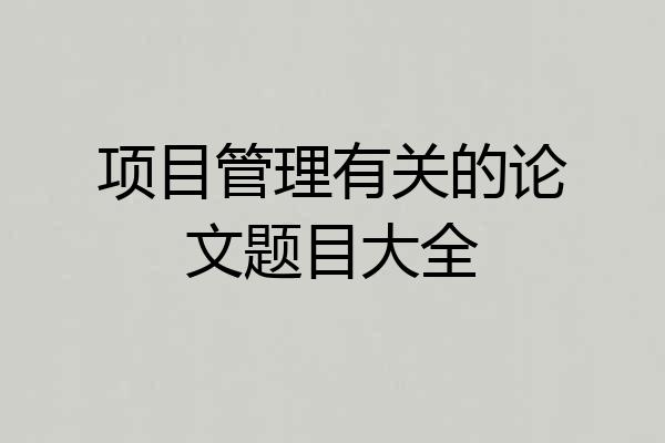 项目管理有关的论文题目大全