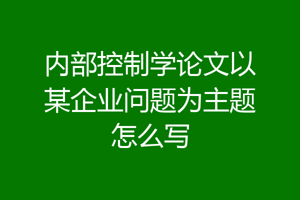 内部控制学论文以某企业问题为主题怎么写