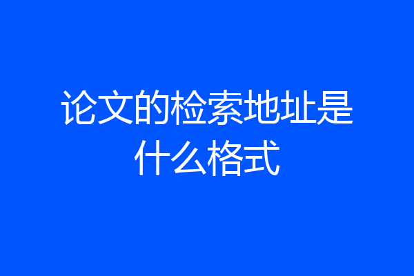 论文的检索地址是什么格式