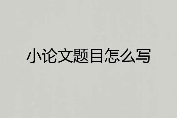 小论文题目怎么写