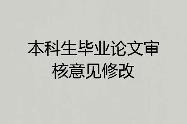 本科生毕业论文审核意见修改