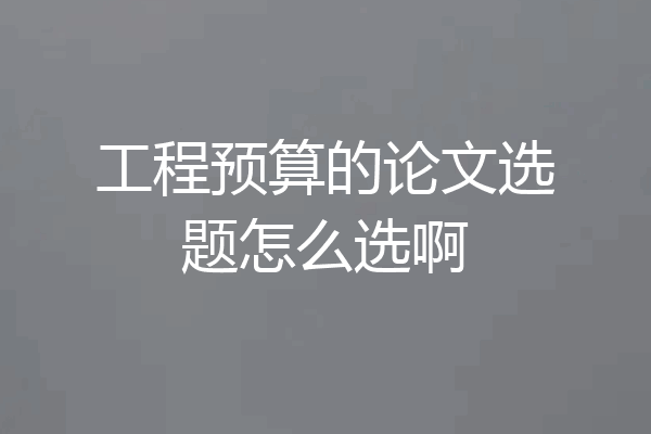 工程预算的论文选题怎么选啊