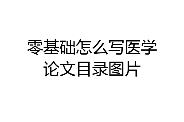 零基础怎么写医学论文目录图片