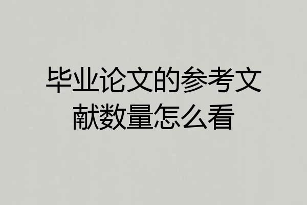 毕业论文的参考文献数量怎么看