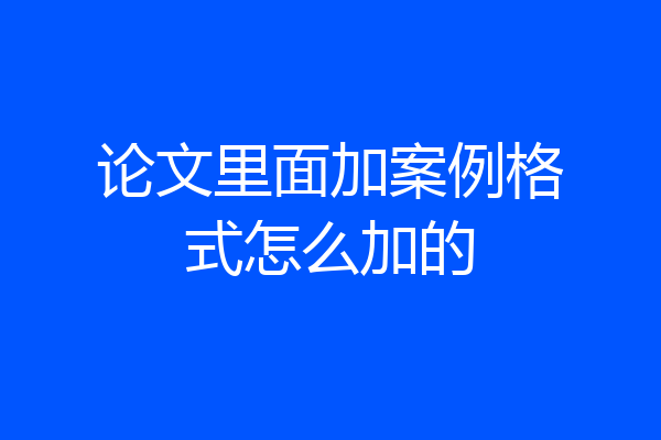 论文里面加案例格式怎么加的