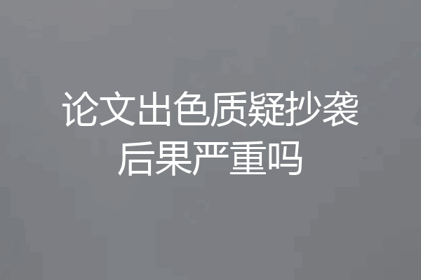 论文出色质疑抄袭后果严重吗