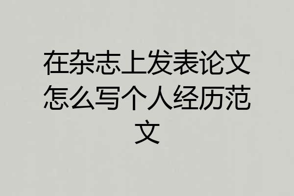 在杂志上发表论文怎么写个人经历范文